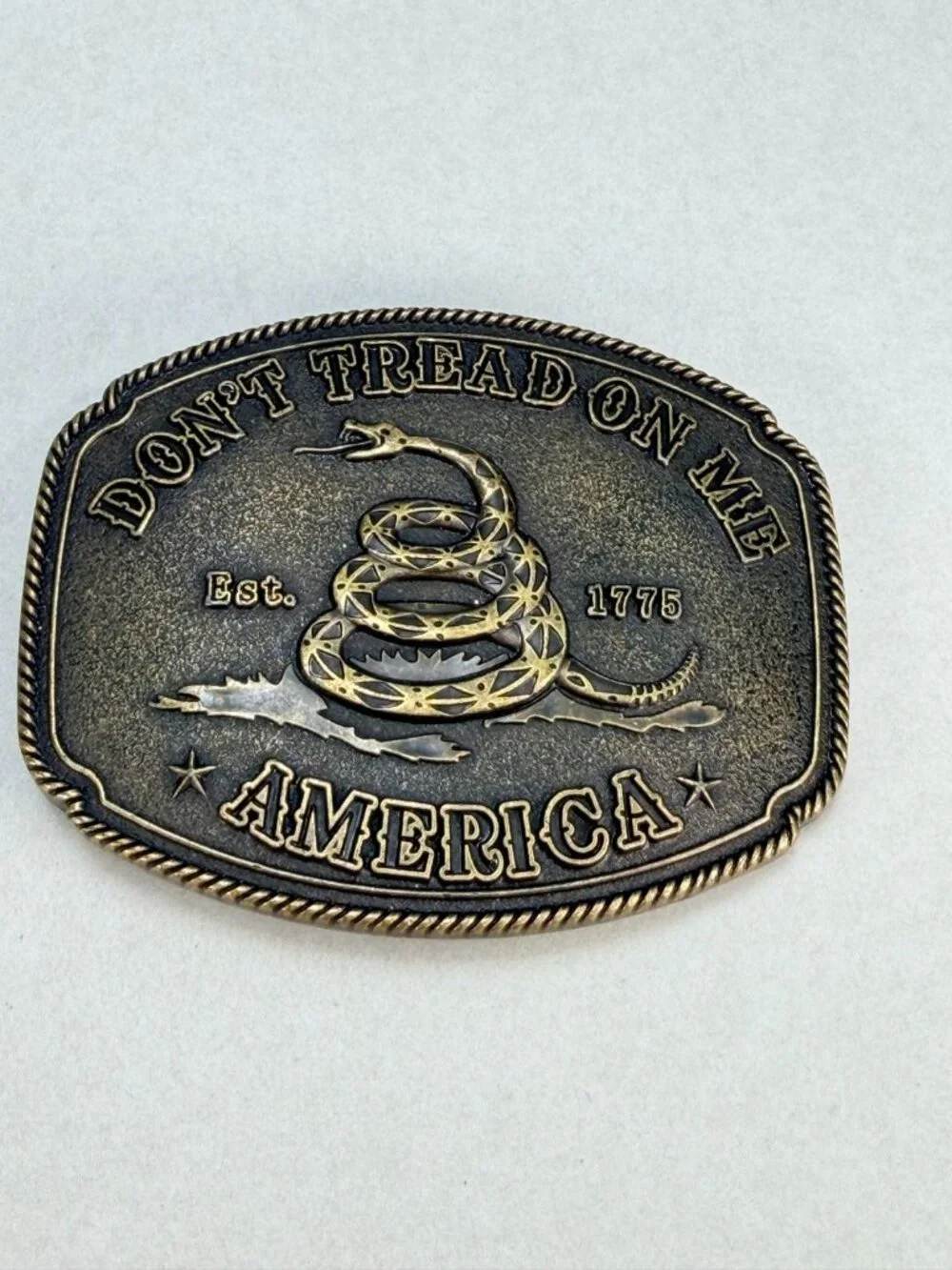Don't Tread On Me America 1776 Gadsden Snake Patriotic Belt Buckle